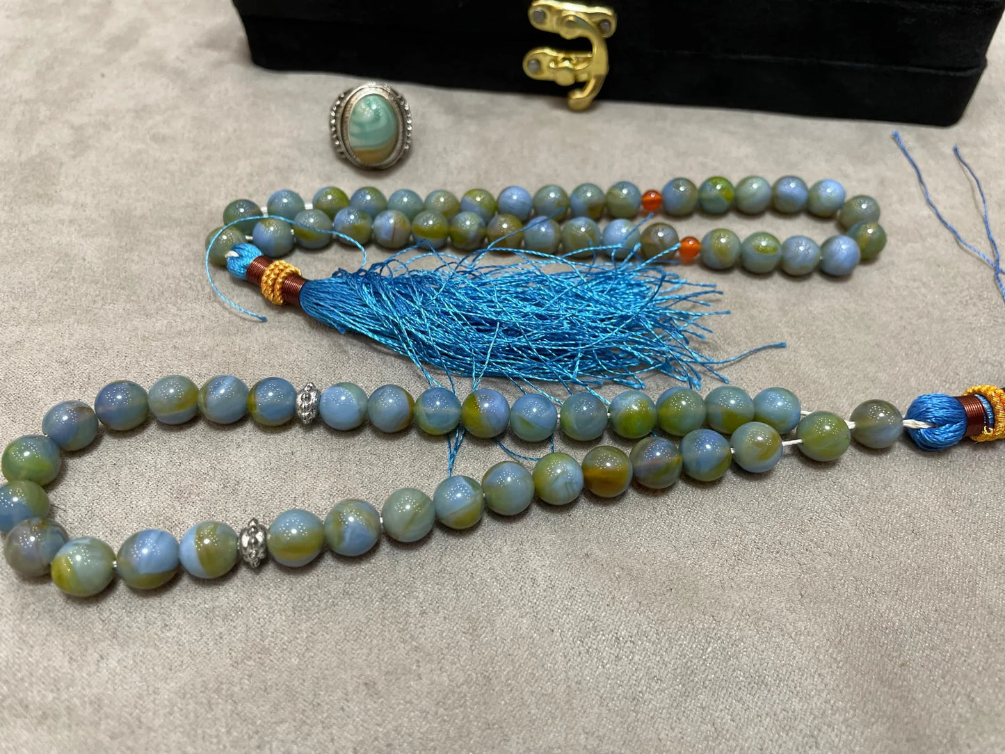 Blue Aqeeq With Men's Ring