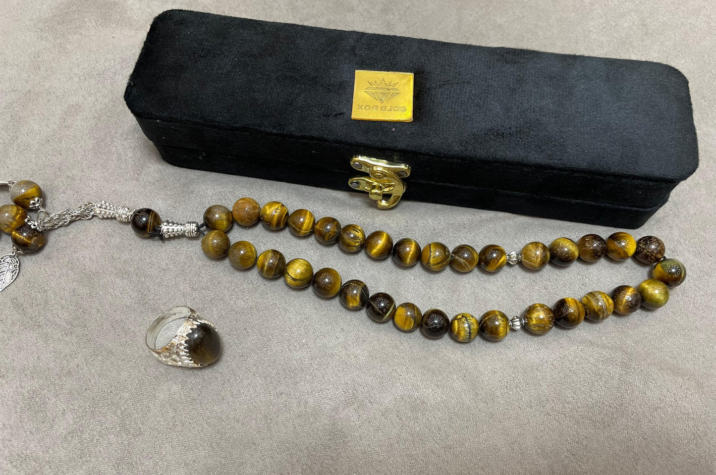 Tiger Eyes Aqeeq With Men's Ring