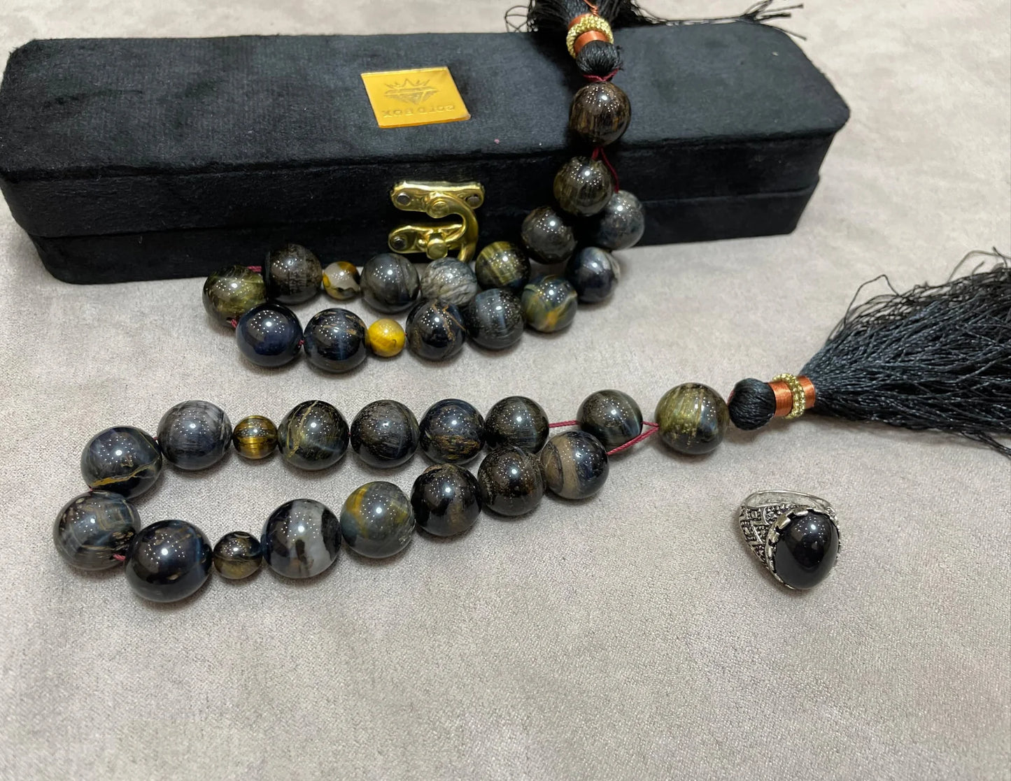 Tiger Eyes Big Aqeeq With Men's Ring