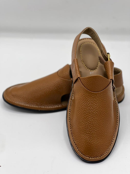 Jeans Camel Dotted Peshawari Chappal