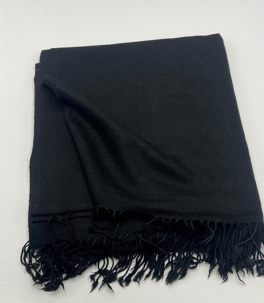 64 woollen Plain Black Shawl