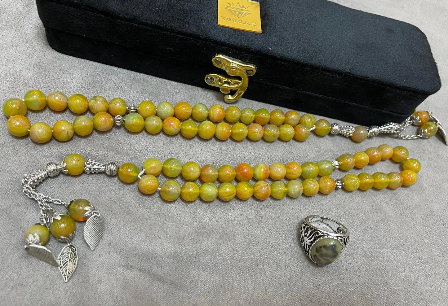 Yamani Yellow Aqeeq With Men's Ring