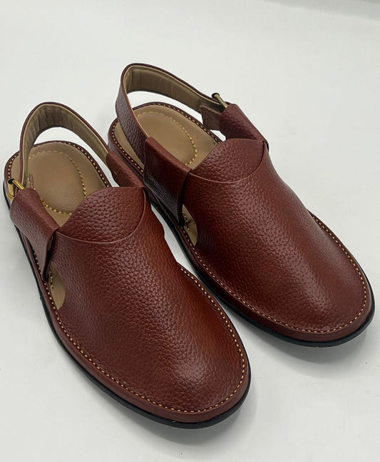 Jeans Brown Dotted Peshawari Chappal