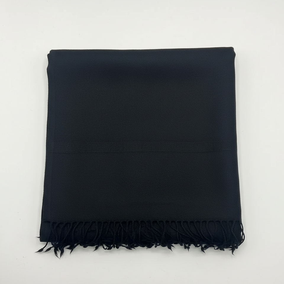 64 woollen Plain Black Shawl