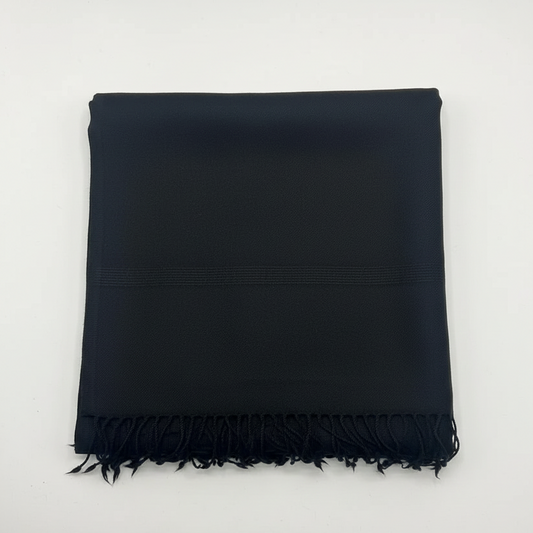 64 woollen Plain Black Shawl